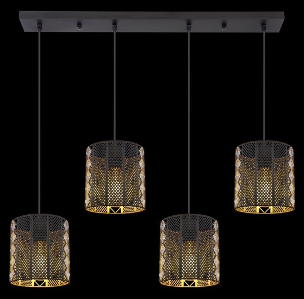 Globo 15450-4H - Lampadario a sospensione con filo ABINY 4xE27/60W/230V oro/nero
