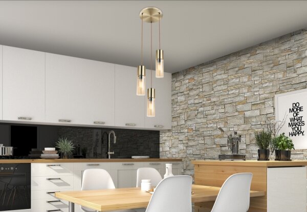 Globo 21000-3HM - Lampadario a sospensione con filo ANNIKA 3xE27/25W/230V diametro 30 cm ottone