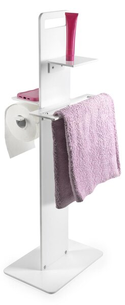 Piantana, Colonnina da Bagno Porta asciugamani e Portarotolo da Bagno In Plexiglass CLIO Dimensioni 31x23x h 87 cm - Colore bianco