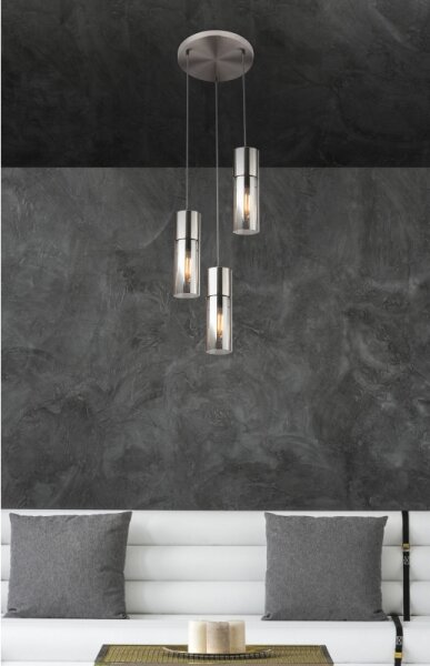 Globo 21000-3HN - Lampadario a sospensione con filo ANNIKA 3xE27/25W/230V diametro 30 cm cromo