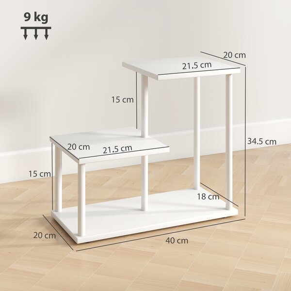 HOMCOM Libreria a 3 Livelli Effetto Legno con Struttura in Metallo per Scrivania Ufficio Cucina 40x20x34,5 cm Bianco | Aosom Italy