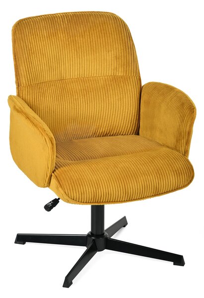 Meubles Cosy: sedia girevole ergonomica regolabile con braccioli in velluto a coste giallo – THOMASINA