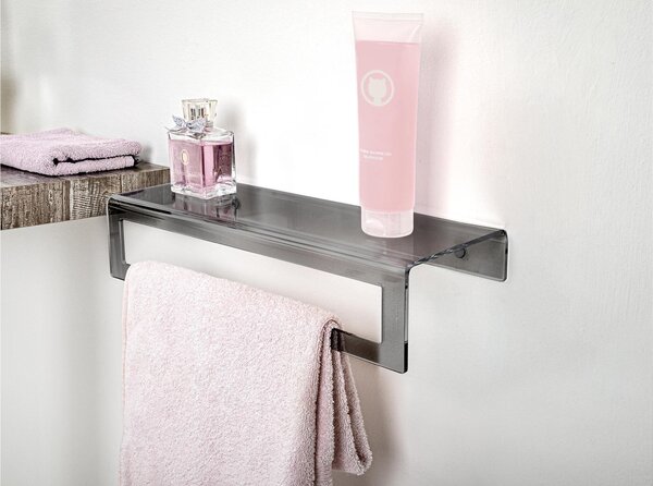 Porta Asciugamano da Bagno da Lavabo SMALL In Plexiglass CLIO TOILET STAND Dimensioni 40x16x h 10 cm - peso 0.6 kg Colore Grigio fum�