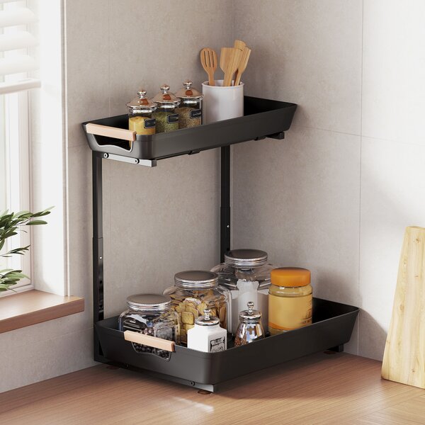 HOMCOM Scaffale da Cucina con 2 Ripiani, 40x30x42 cm, Nero | Aosom Italy