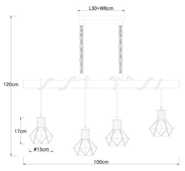 Globo 54017-4H - Lampadario a sospensione con filo PRISKA 4xE27/60W/230V
