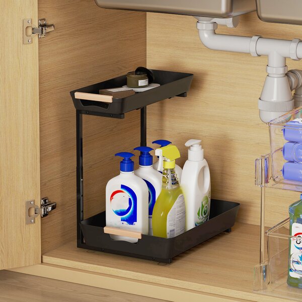 HOMCOM Scaffale da Cucina con 2 Ripiani, 40x30x42 cm, Nero | Aosom Italy