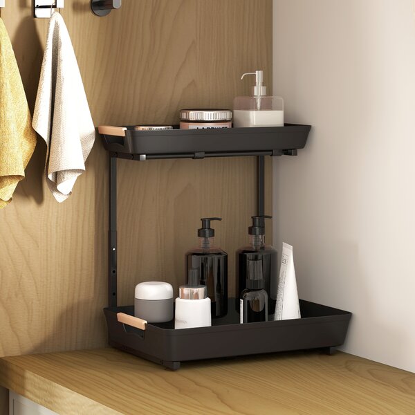 HOMCOM Scaffale da Cucina con 2 Ripiani, 40x30x42 cm, Nero | Aosom Italy