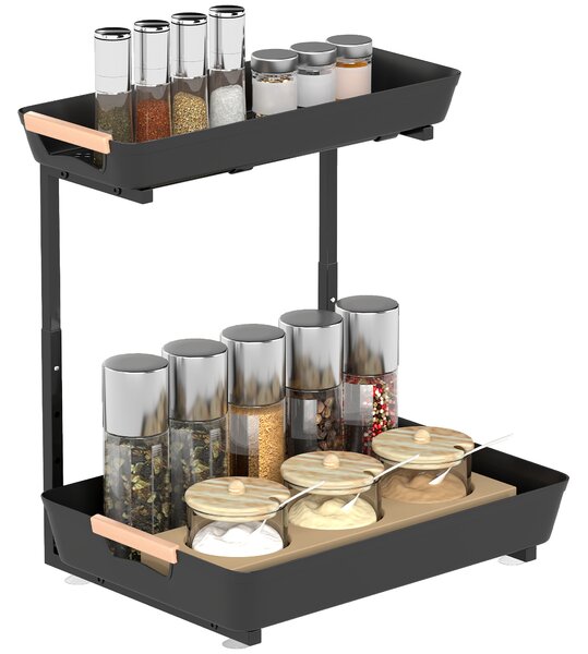 HOMCOM Scaffale da Cucina con 2 Ripiani, 40x30x42 cm, Nero | Aosom Italy