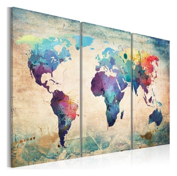 Quadro Mappa iridata trittico