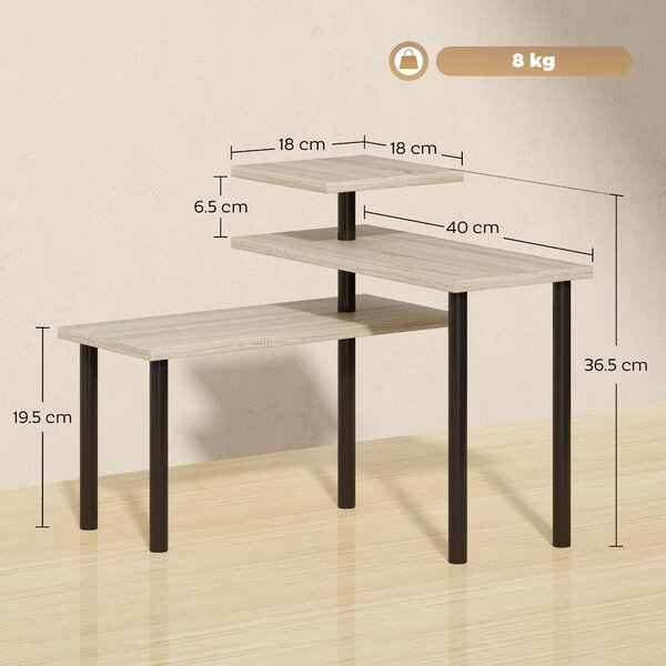 HOMCOM Scaffale da Cucina a 3 Livelli con 3 Ripiani Girevoli, Struttura in Metallo, 40x18x36.5 cm, Legno Naturale | Aosom Italy