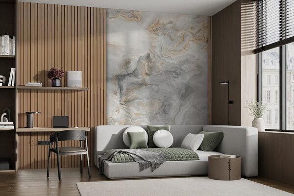 Carta da parati Doghe in legno con marmo, Carta da parati Design, u97426 : Uwalls.it