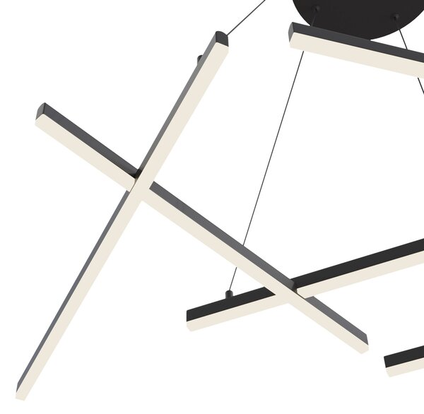Lampadario A Sospensione Moderno Line Alluminio Nero 6 Luci Led 79W