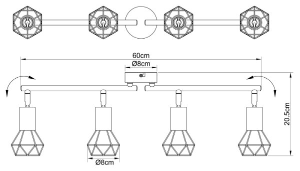 Globo 54802S-4AB - Faretto XARA 4xE14/40W/230V