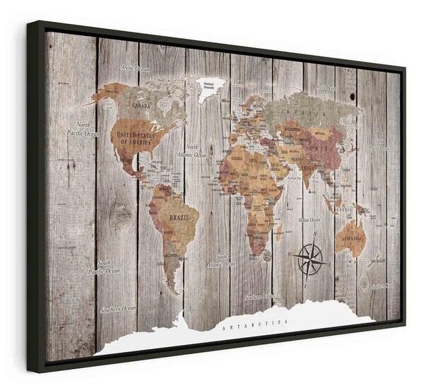 Quadro World Map: Wooden Stories