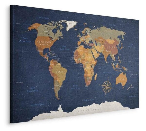 Quadro World Map: Ink Oceans