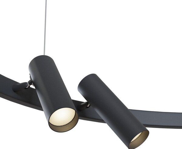 Lampadario A Sospensione Moderno Satellite Metallo Nero Acrilico 6 Luci Led 42W