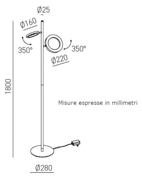 Piantana moderna gea luce gpia32 led alluminio dimmerabile orientabile - Gea Luce