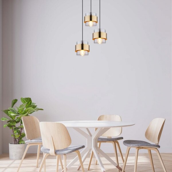 Globo 15560-3H - Lampadario a sospensione con filo MILEY 3xE27/60W/230V nero/ottone