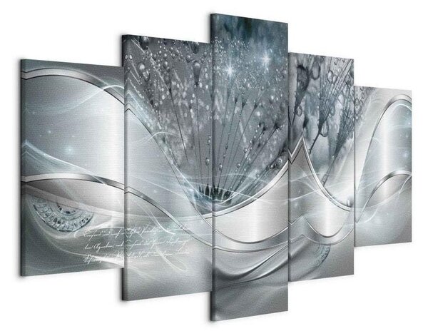 Quadro Sparkling Dandelions (5 Parts) Blue Wide