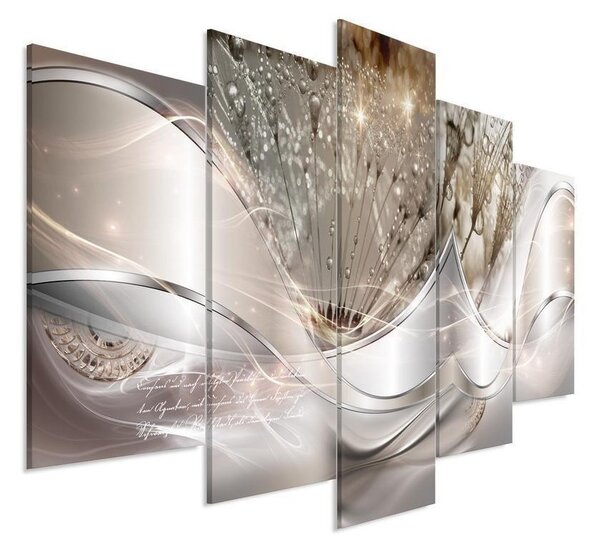 Quadro Modern Dandelions (5 Parts) Beige Wide