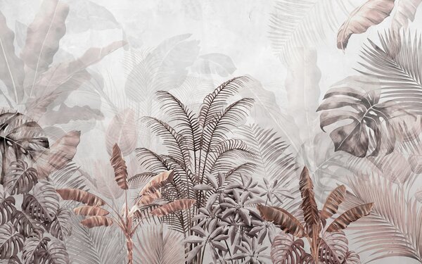 Carta da parati Palme di colore grigio in colori grigio-marrone, Carta da parati Natura, u71284v2 : Uwalls.it