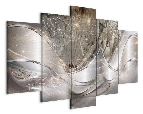 Quadro Sparkling Dandelions (5 Parts) Beige Wide