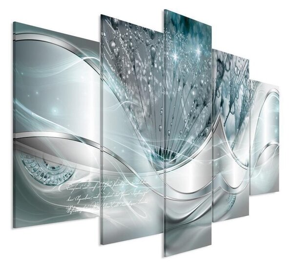 Quadro Modern Dandelions (5 Parts) Blue Wide