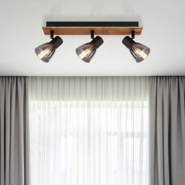Globo 54307-3W - Luce Spot CLAUDE 3xE14/40W/230V nero/legno
