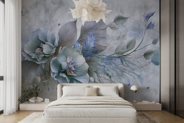 Carta da parati Fiori di chimera nei colori blu, Carta da parati 3D, Carta da parati Fiori 3D, u93930v1 : Uwalls.it