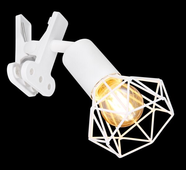 Globo 54802WK - Applique con clip XARA I 1xE14/40W/230V bianco