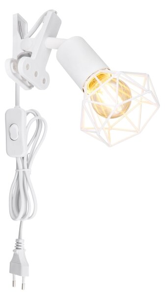 Globo 54802WK - Applique con clip XARA I 1xE14/40W/230V bianco