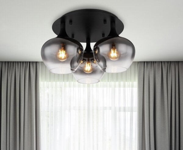 Globo 15548-3D - Lampadario a plafone MAXY 3xE27/40W/230V nero