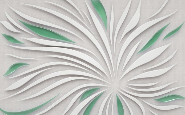 Carta da parati Fiore astratto su tessuto nei colori del verde, Carta da parati 3D, u06452v2 : Uwalls.it