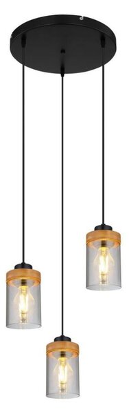 Globo 15557-3H - Lampadario a sospensione con filo FINCA 3xE27/40W/230V metallo/legno