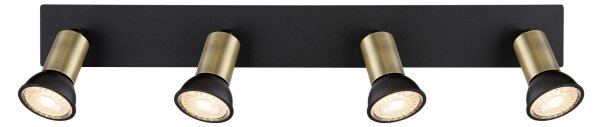 Globo 57998-4B - Faretto DREW 4xGU10/35W/230V nero/ottone