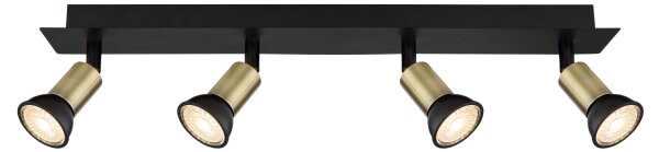 Globo 57998-4B - Faretto DREW 4xGU10/35W/230V nero/ottone