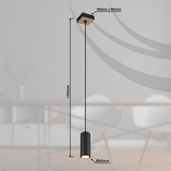 Globo 57911HBW - Lampadario a sospensione con filo ROBBY 1xGU10/35W/230V nero/marrone