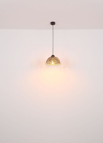 Globo 15767H1 - Lampadario a sospensione con filo COLLY 1xE27/15W/230V bambù