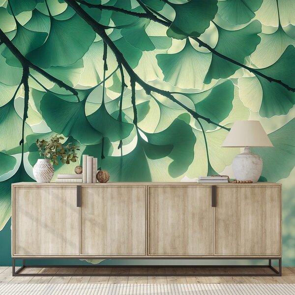Carta da parati – Foglie di ginkgo alla luce