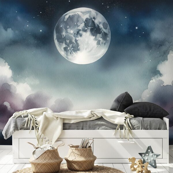 Carta da parati – Cielo notturno con luna e nuvole