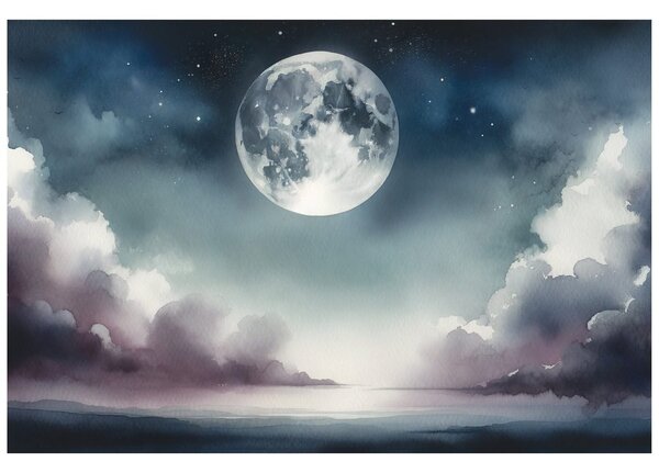 Carta da parati – Cielo notturno con luna e nuvole