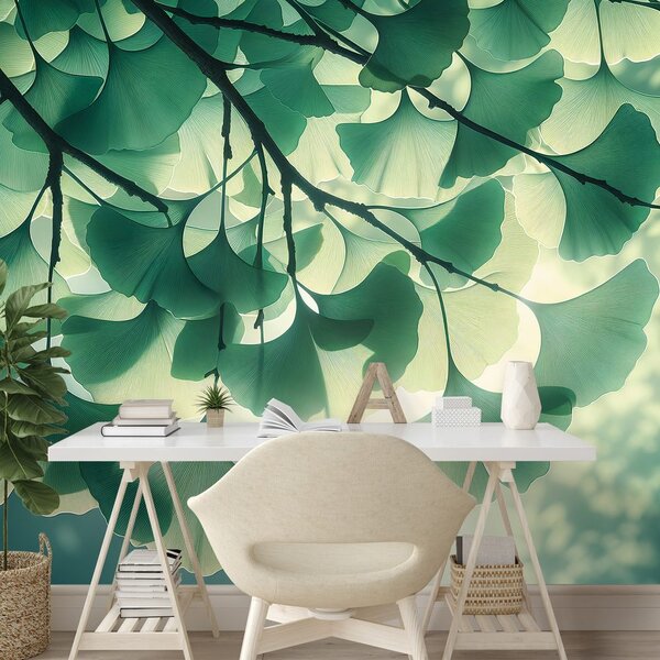 Carta da parati – Foglie di ginkgo alla luce