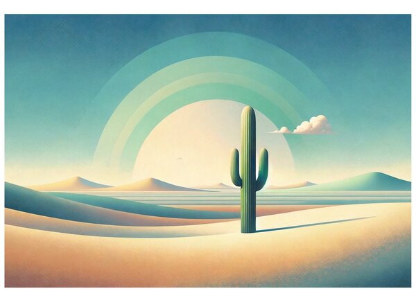 Carta da parati – Deserto pastello con cactus