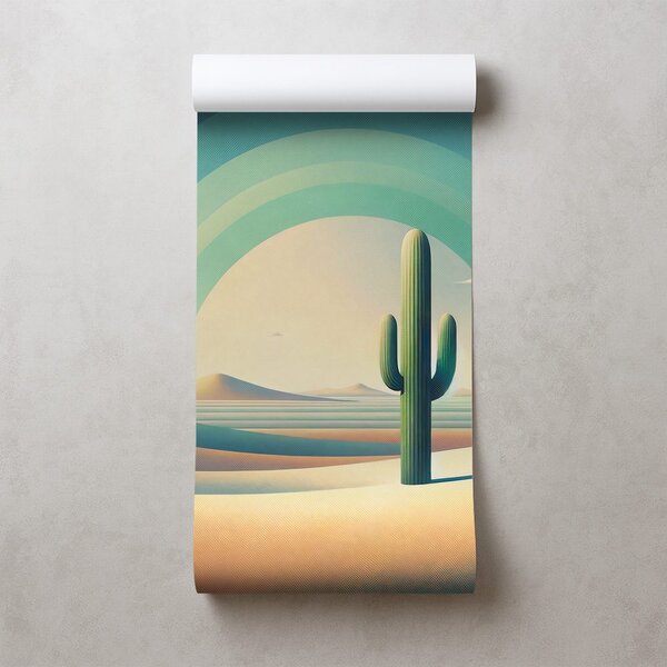 Carta da parati – Deserto pastello con cactus