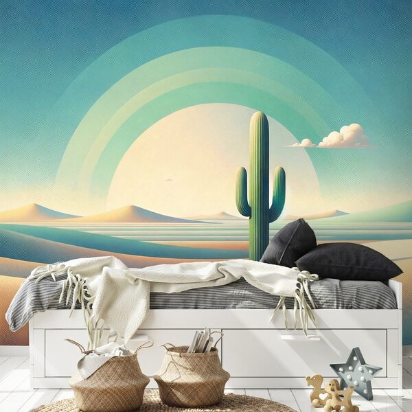 Carta da parati – Deserto pastello con cactus