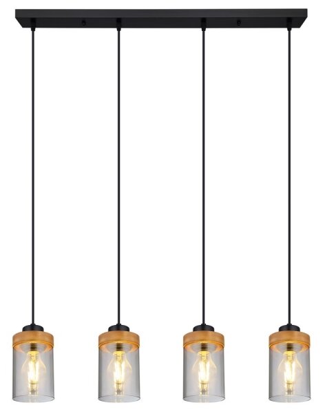 Globo 15557-4H - Lampadario a sospensione con filo FINCA 4xE27/40W/230V metallo/legno