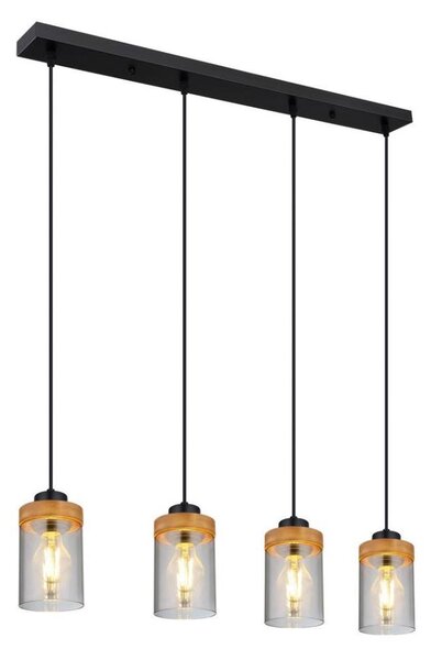 Globo 15557-4H - Lampadario a sospensione con filo FINCA 4xE27/40W/230V metallo/legno