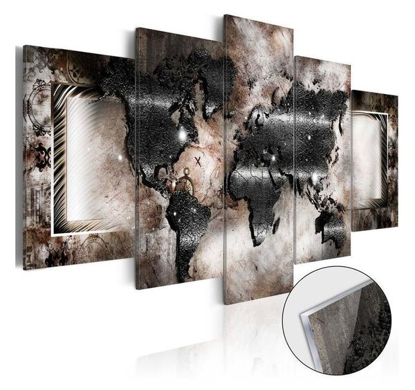 Quadri su vetro acrilico Graphite Map [Glass]