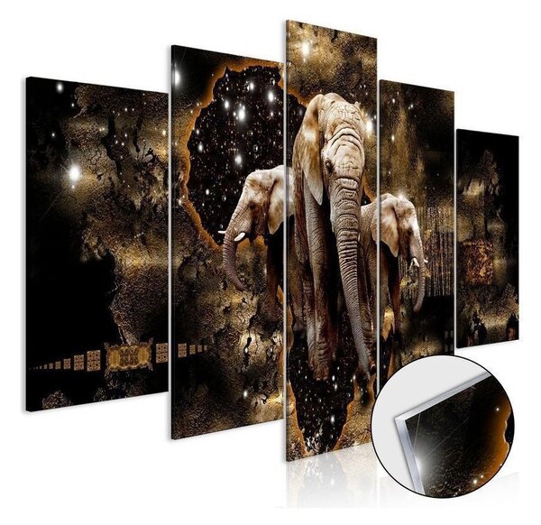 Quadri su vetro acrilico Brown Elephants [Glass]