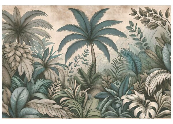 Carta da parati – Giungla tropicale in toni pastello
